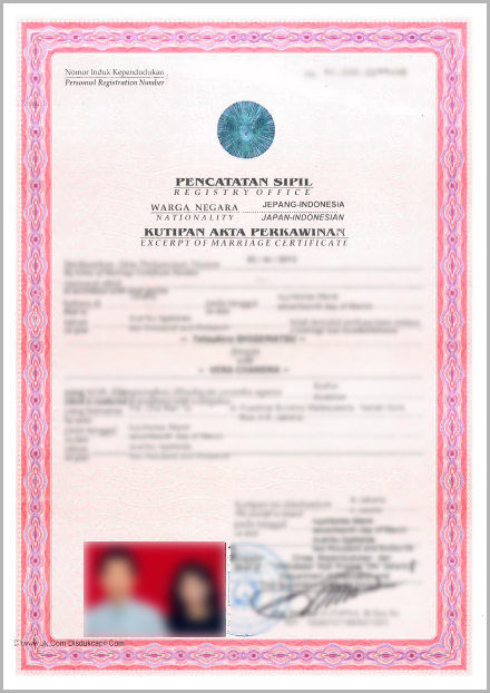 インドネシアの結婚証明書