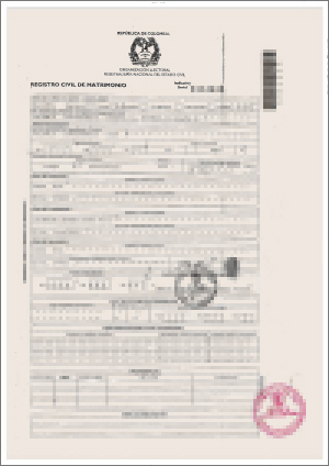 コロンビアの結婚証明書