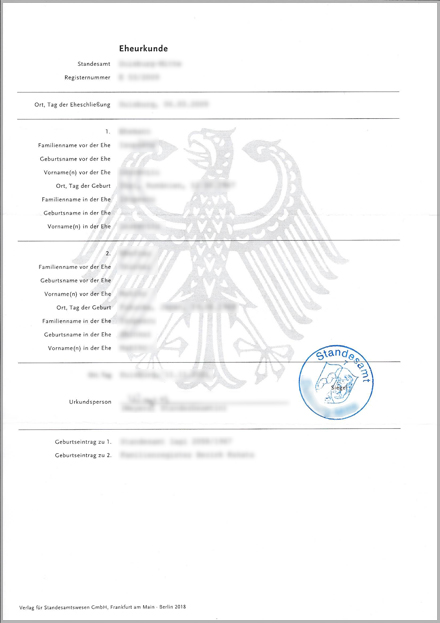 ドイツの結婚証明書
