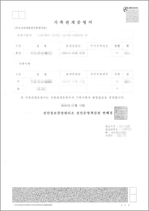 韓国の家族関係証明書