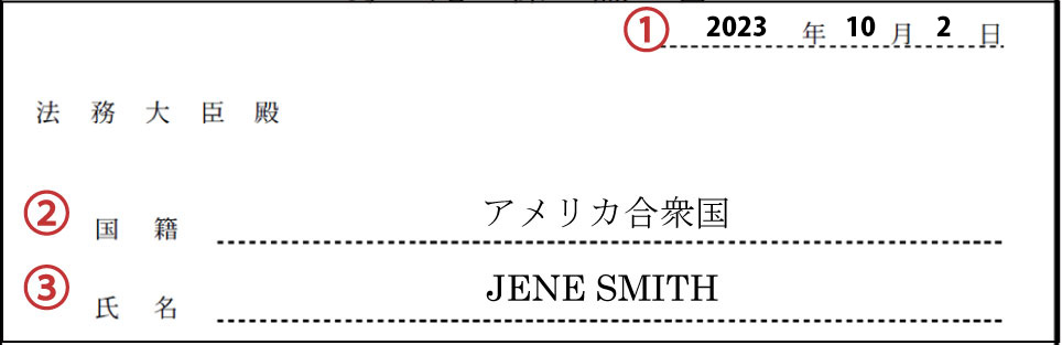 日本人の配偶者等(結婚ビザ)申請の身元保証書の書き方・記入例1