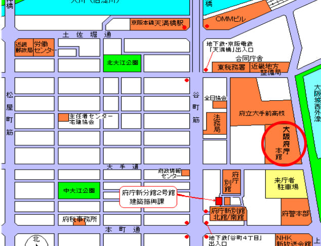 大阪府薬務課の地図