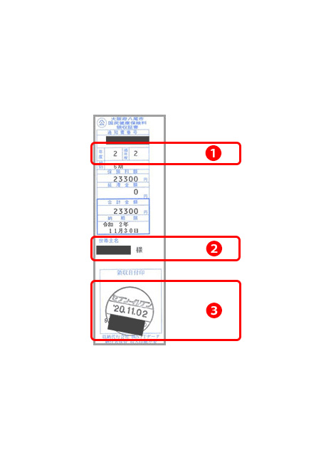 国民健康保険料（税）領収証書（写し）