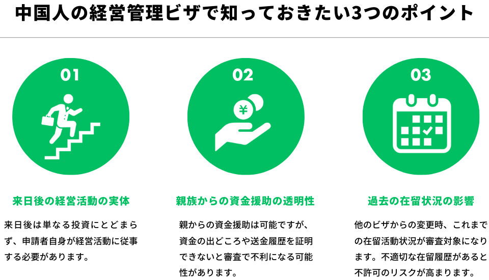 中国人の経営・管理ビザで知っておきたい3つのポイント